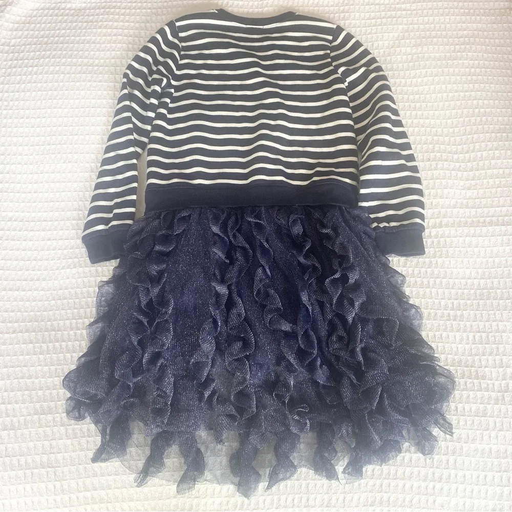 J. Crew girls tulle mixy dress in stripe navy size 12